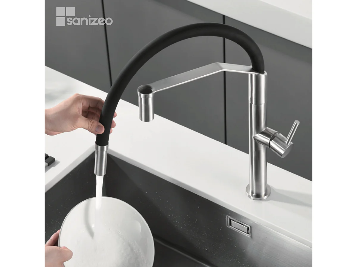 Mitigeur Évier Cuisine avec douchette extractible acier inoxydable - Design moderne – DEVA IMEX