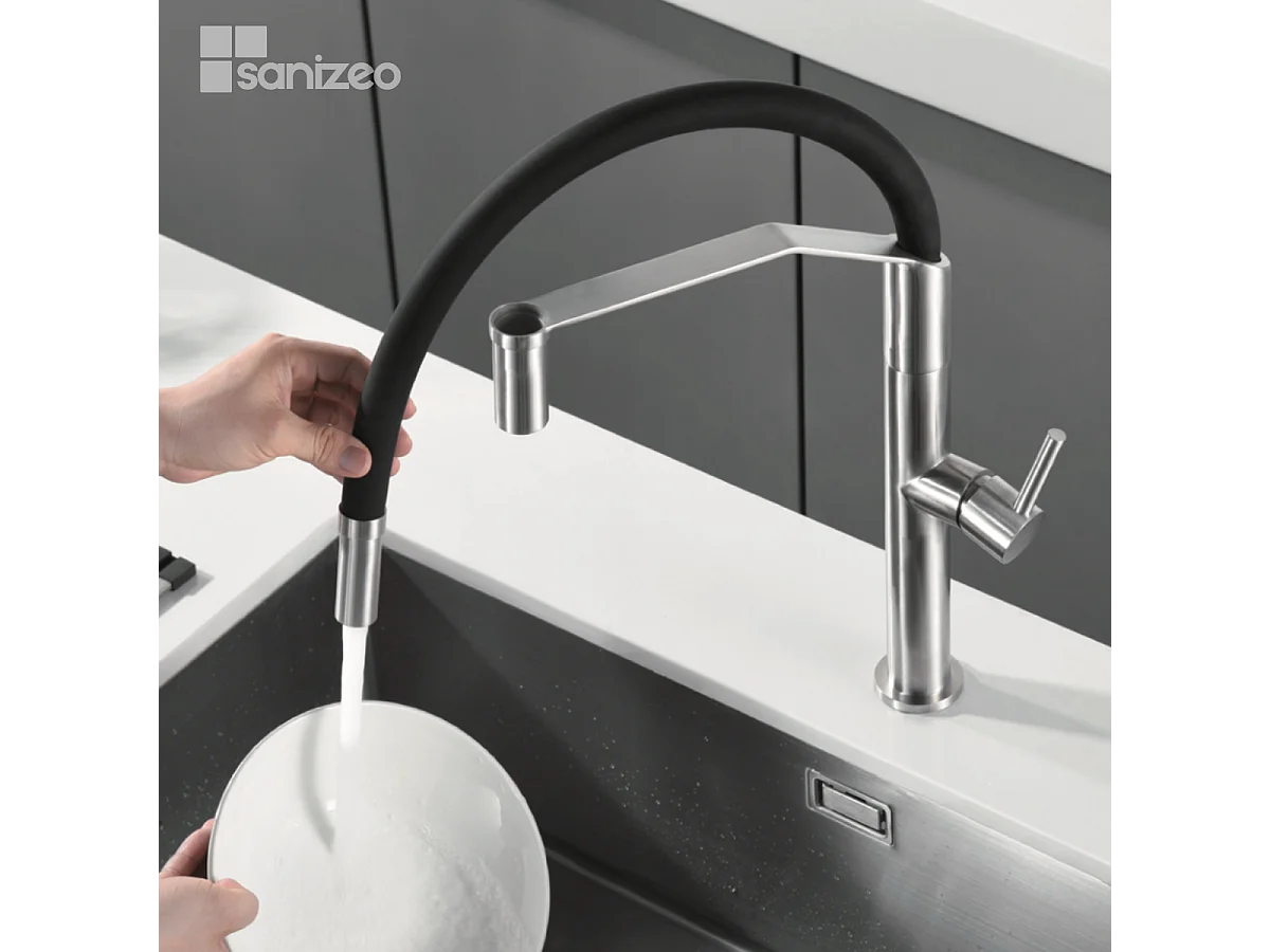 Mitigeur Évier Cuisine avec douchette extractible acier inoxydable - Design moderne – DEVA IMEX