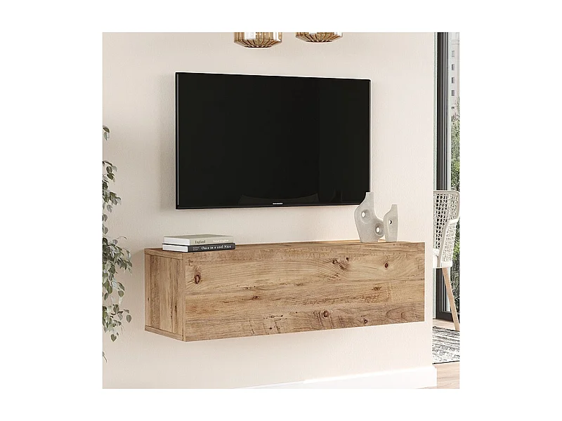 Mueble TV Moderno con Puerta en Melamina Color Madera 100x31.5x29.6cm - Diseño Elegante para Salón.