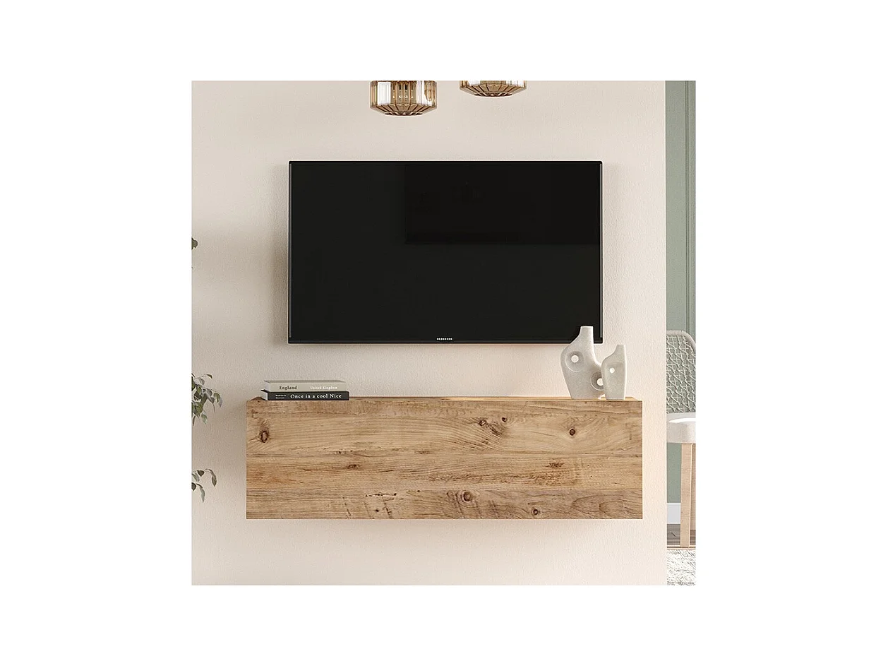 Mueble TV Moderno con Puerta en Melamina Color Madera 100x31.5x29.6cm - Diseño Elegante para Salón.