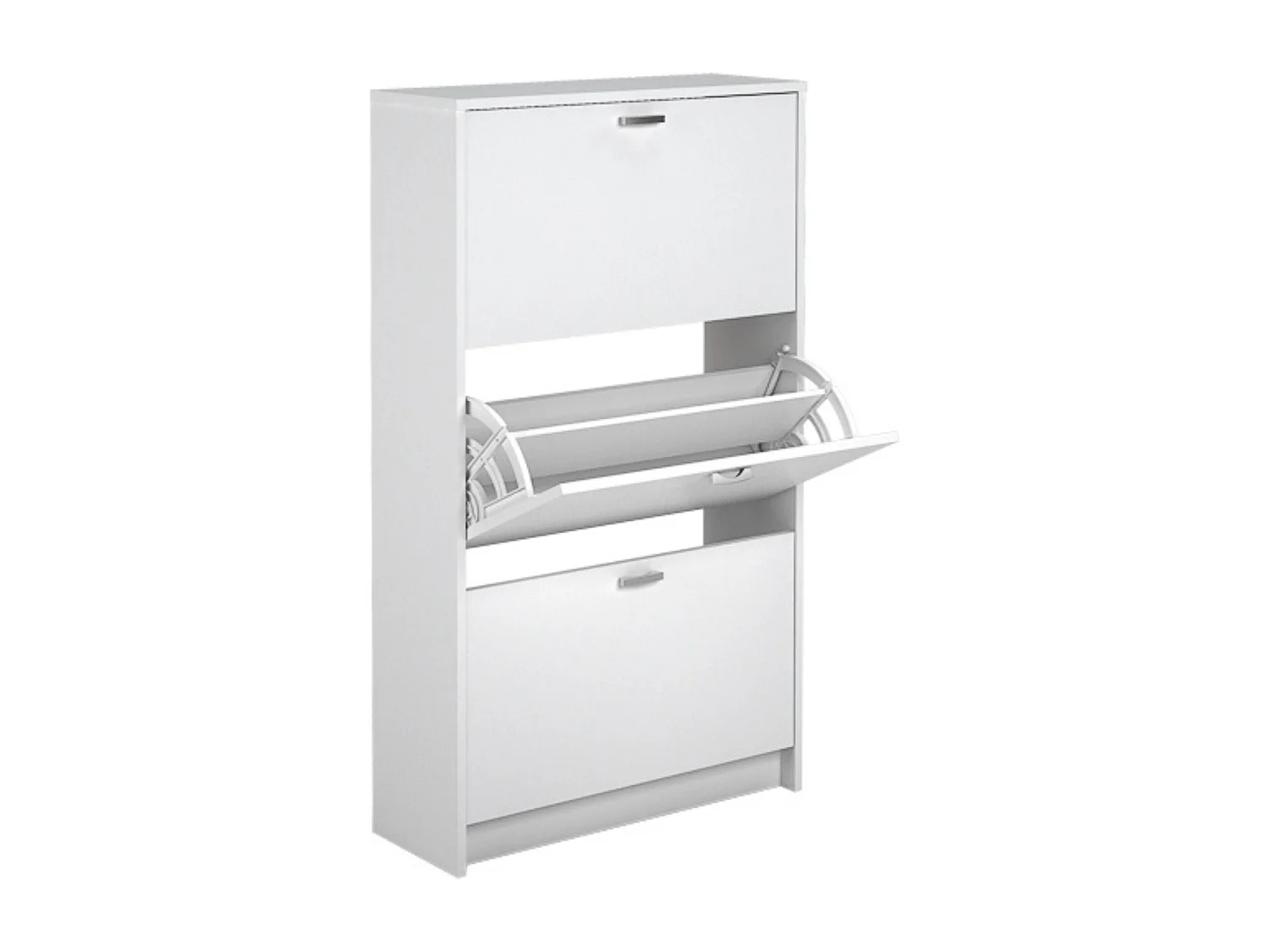 Zapatero Compacto Blanco – Mueble con 3 Puertas y Doble Profundidad | MDF con Acabado Melamina | 70 x 25 x 120 cm