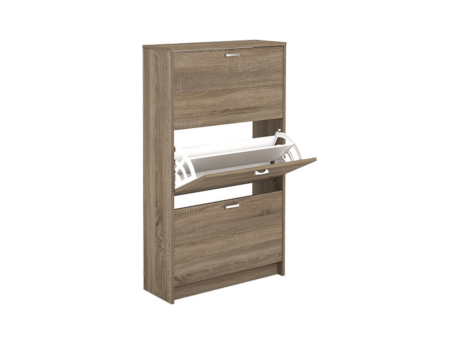 Zapatero Compacto Roble – Mueble con 3 Puertas y Doble Profundidad | MDF con Acabado Melamina | 70 x 25 x 120 cm