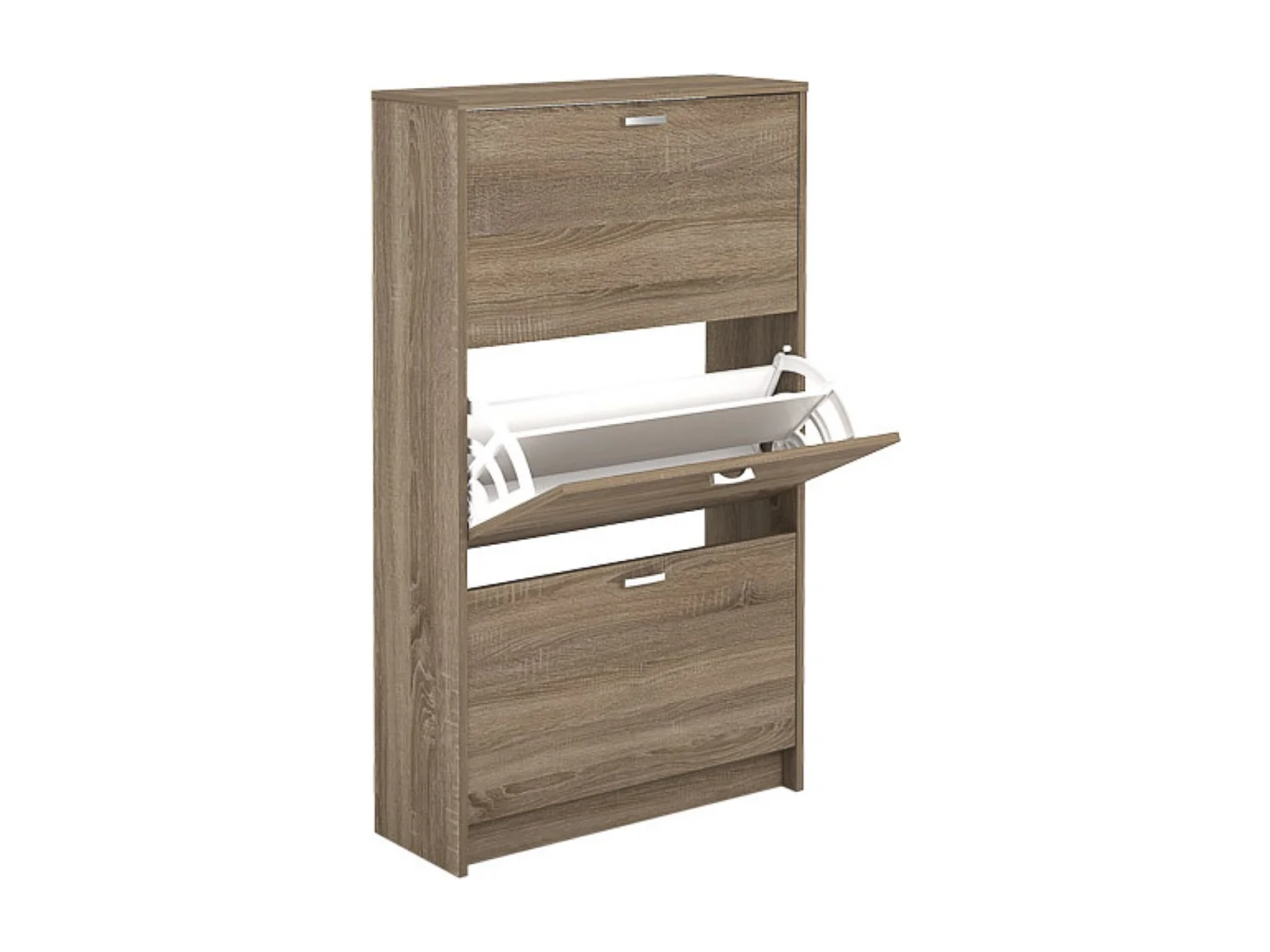 Zapatero Compacto Roble – Mueble con 3 Puertas y Doble Profundidad | MDF con Acabado Melamina | 70 x 25 x 120 cm