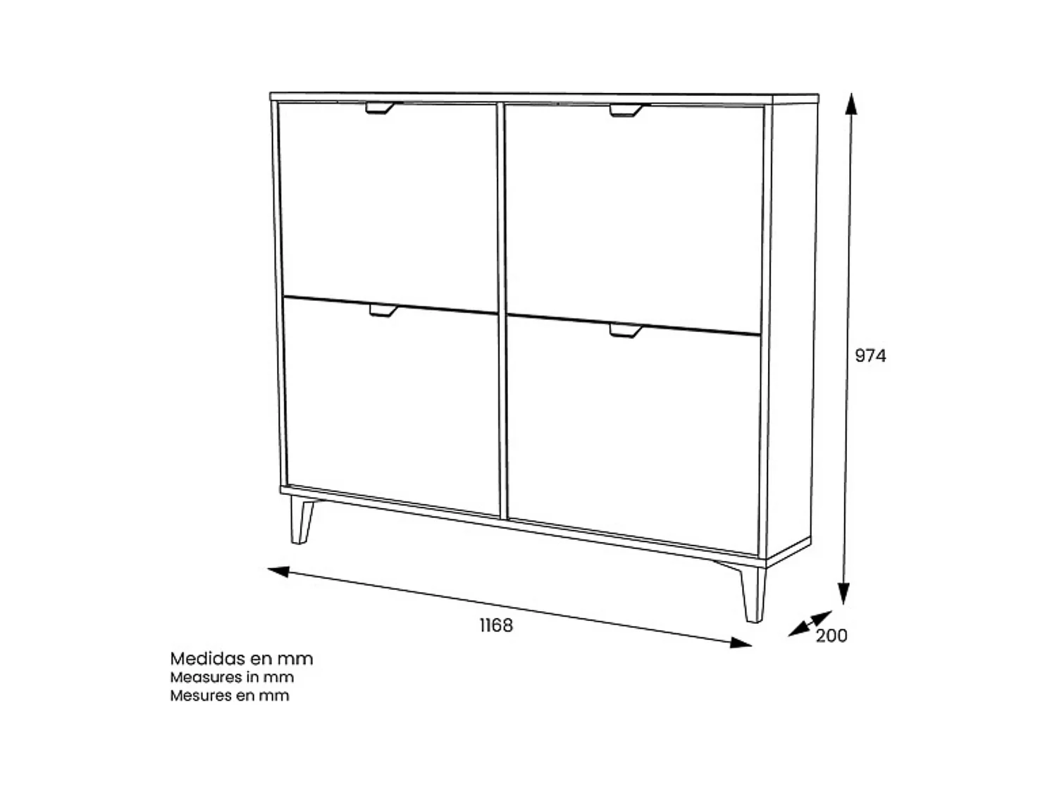 Mueble Zapatero - Almacenamiento Elegante y Práctico | 97,4 x 116,8 x 20 cm (alto x ancho x fondo)