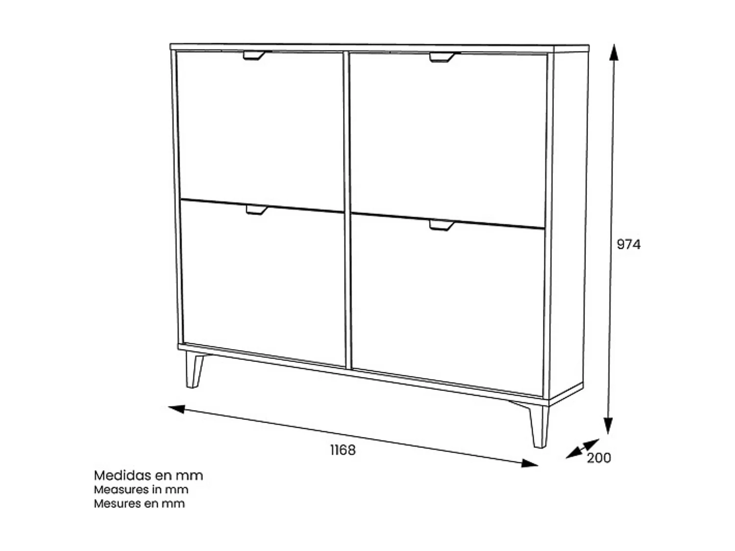 Mueble Zapatero - Almacenamiento Elegante y Práctico | 97,4 x 116,8 x 20 cm (alto x ancho x fondo)