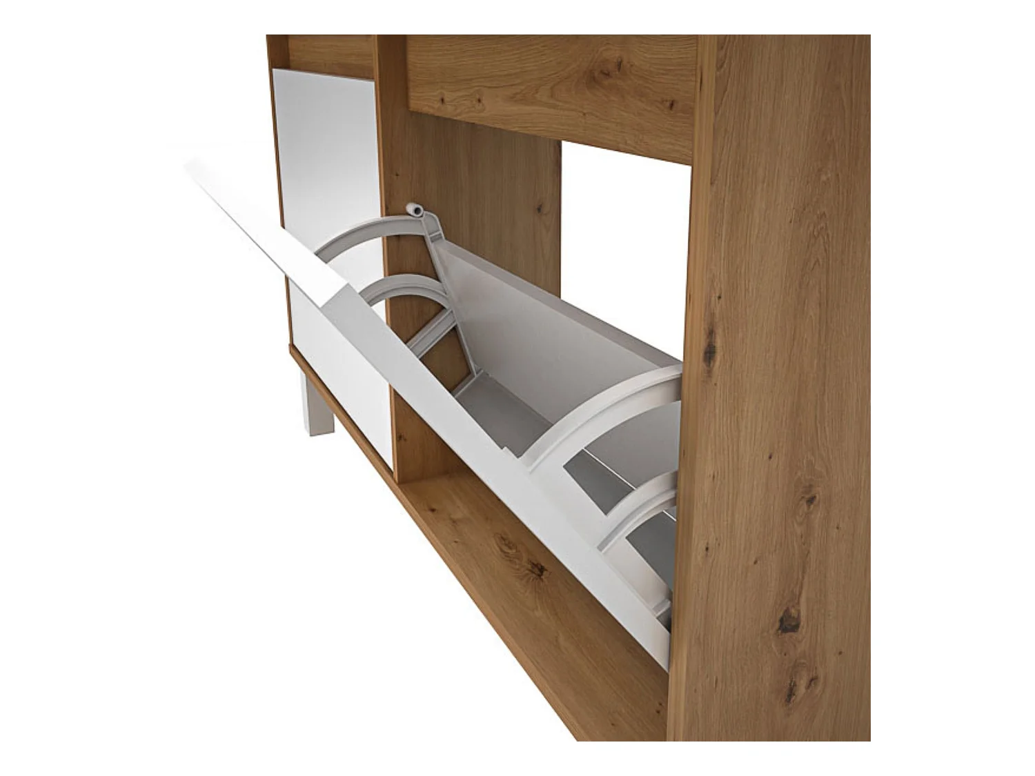 Zapatero de Melamina Roble/Blanco – 4 Puertas Abatibles | Gran Capacidad | 110 x 110 x 20 cm