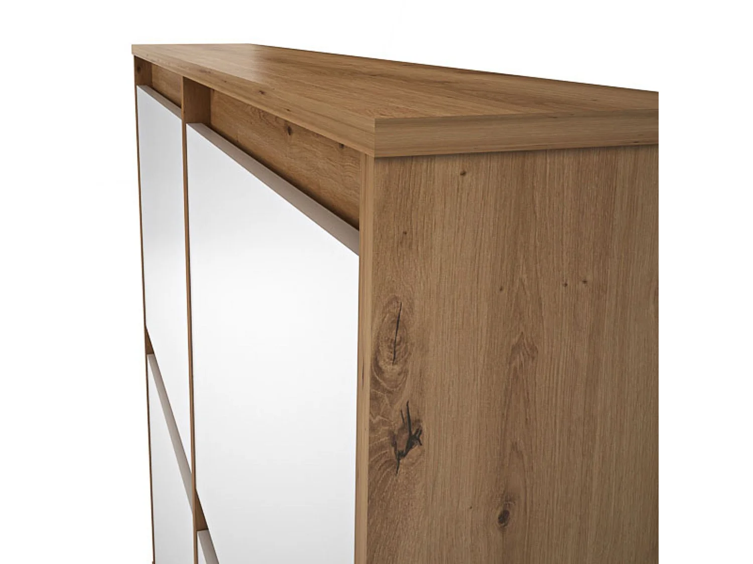 Zapatero de Melamina Roble/Blanco – 4 Puertas Abatibles | Gran Capacidad | 110 x 110 x 20 cm