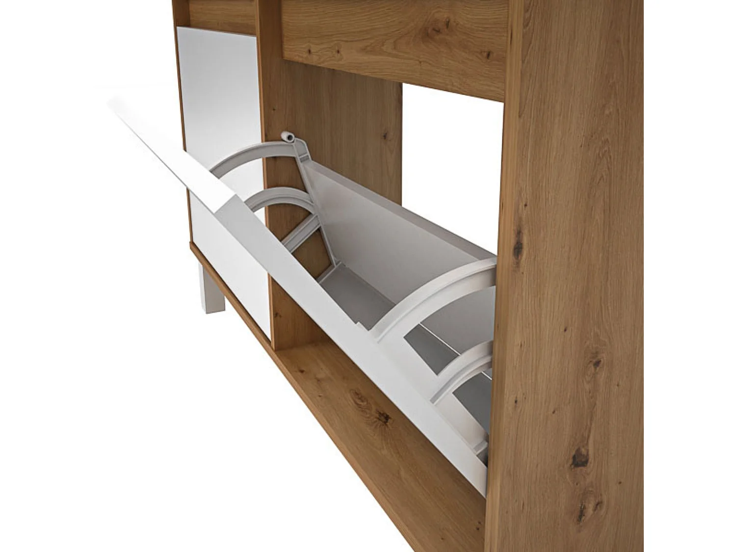 Zapatero de Melamina Roble/Blanco – 4 Puertas Abatibles | Gran Capacidad | 110 x 110 x 20 cm