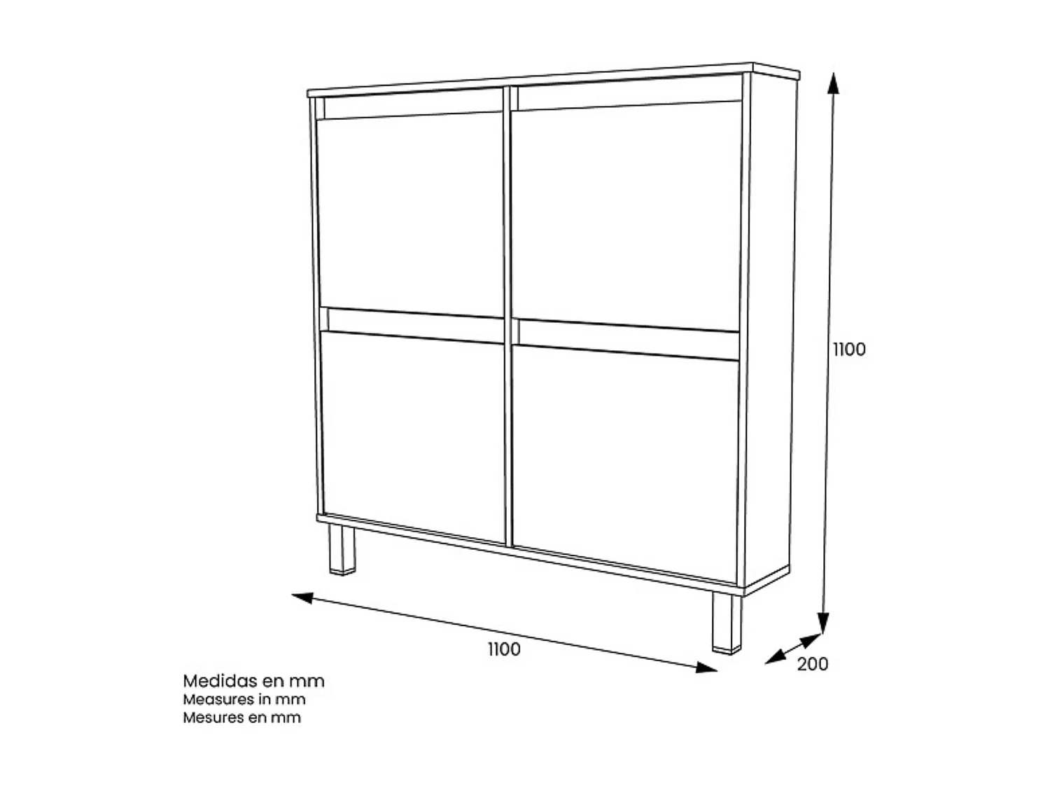 Zapatero de Melamina Roble/Blanco – 4 Puertas Abatibles | Gran Capacidad | 110 x 110 x 20 cm