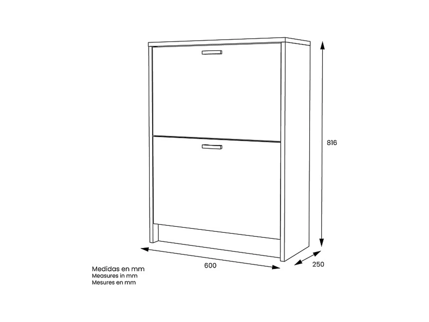 Zapatero Recibidor Roble – Mueble Auxiliar Estrecho con 2 Puertas | Capacidad 12 Pares | 81,6 x 60 x 25 cm