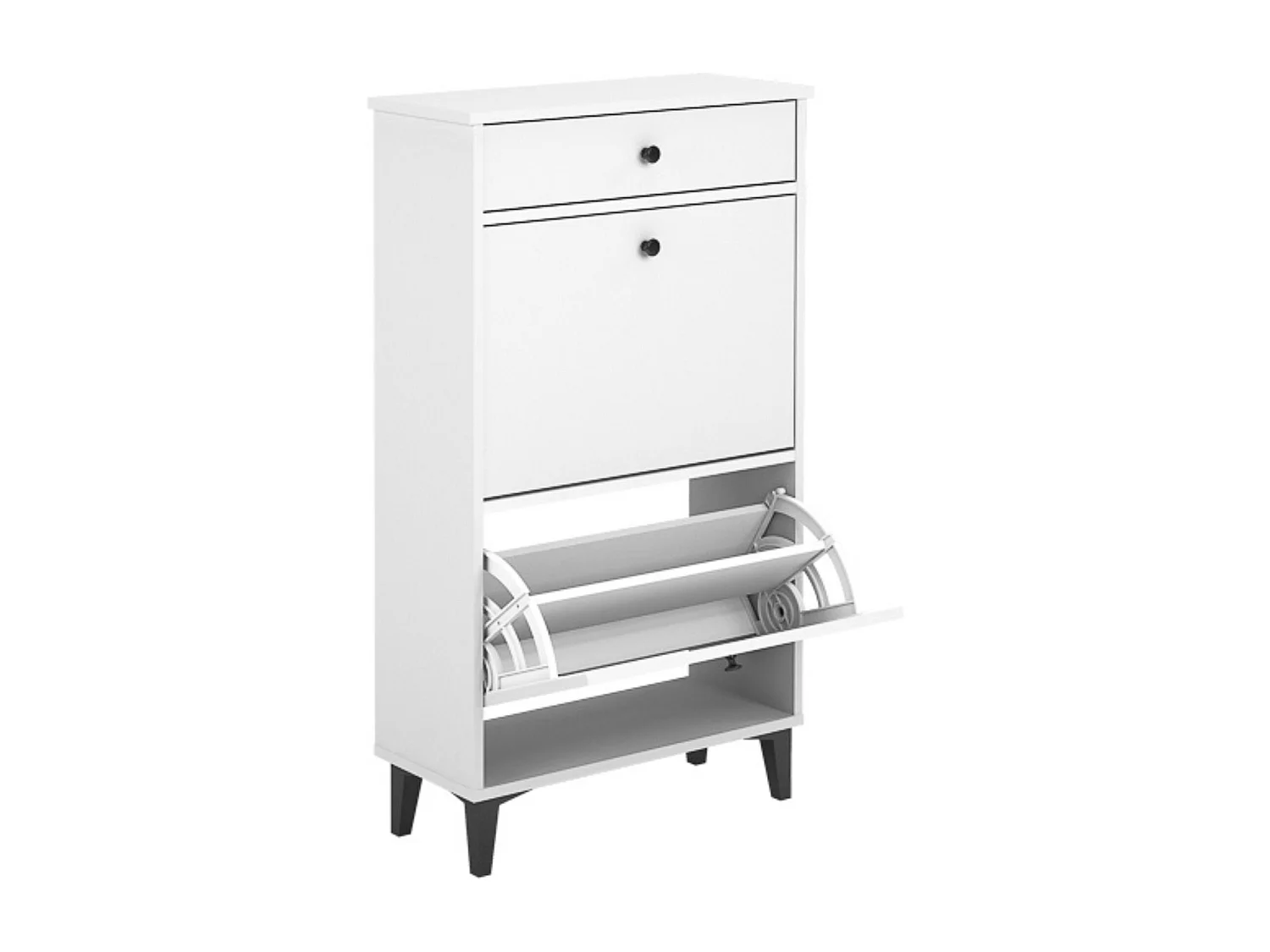 Mueble Zapatero Blanco con 2 Puertas y 1 Cajón | 61,1 x 110 x 25 cm