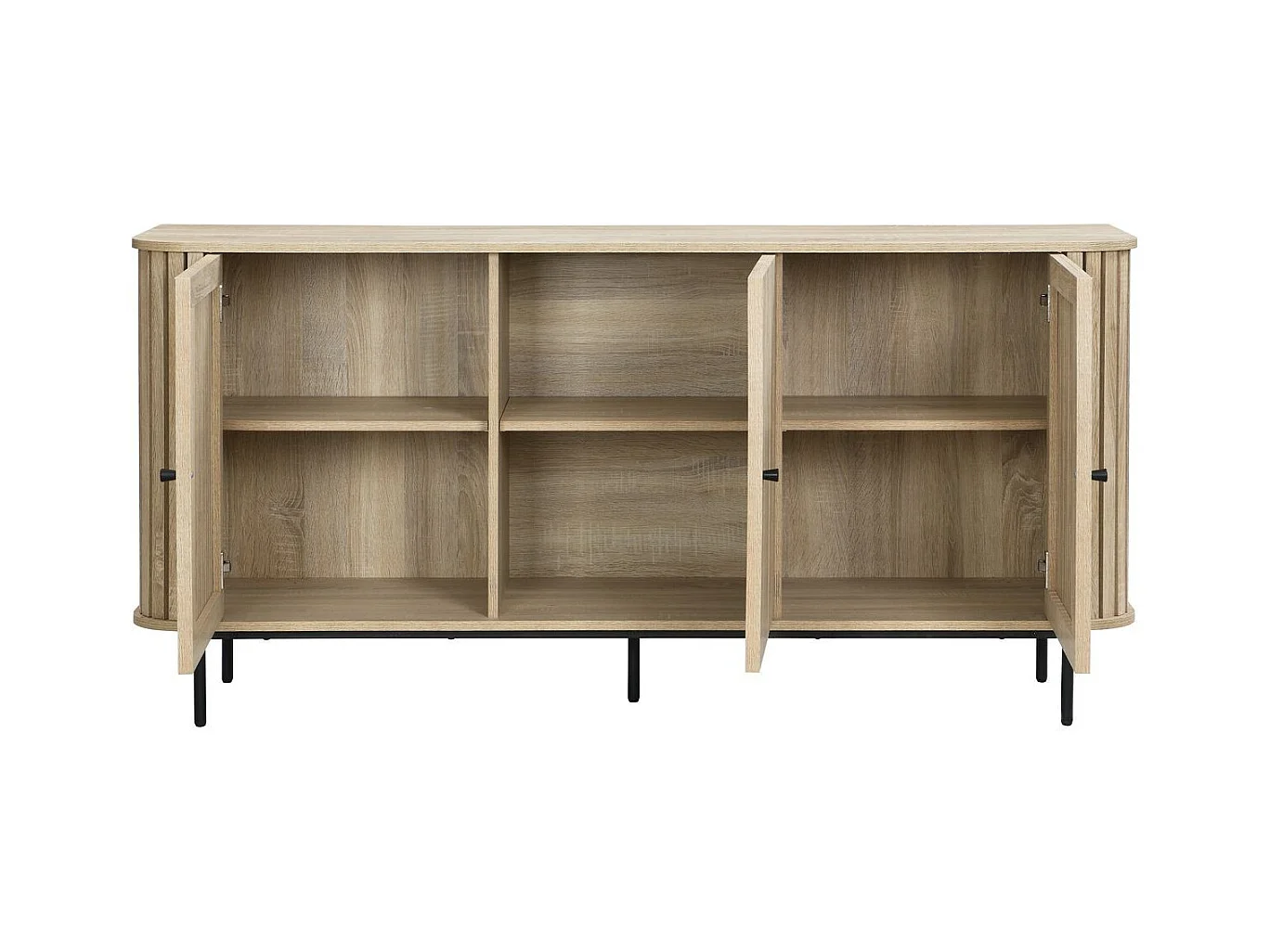 Buffet 3 portes rainurées couleur chêne L160xH78 cm - Solna