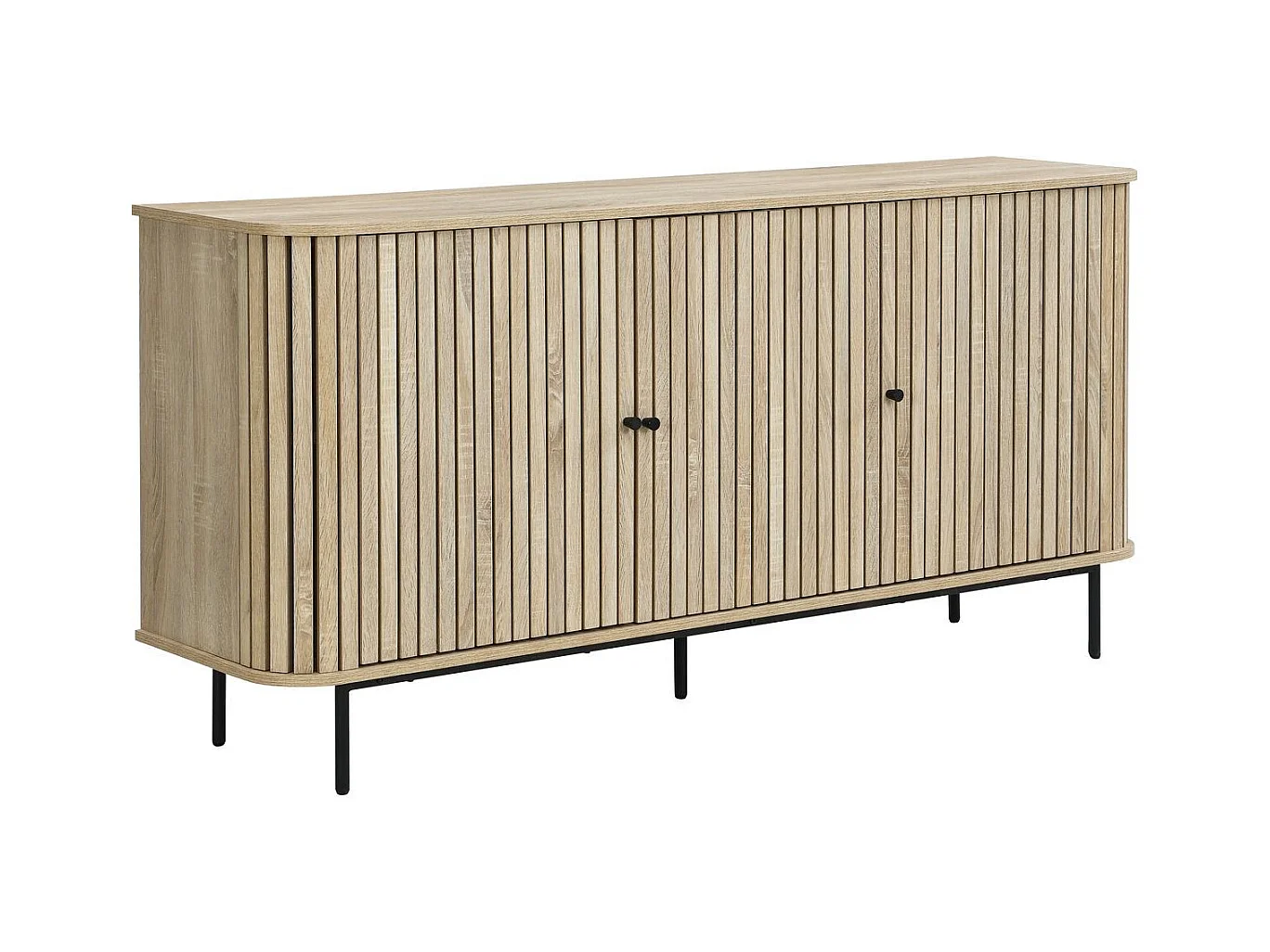 Buffet 3 portes rainurées couleur chêne L160xH78 cm - Solna