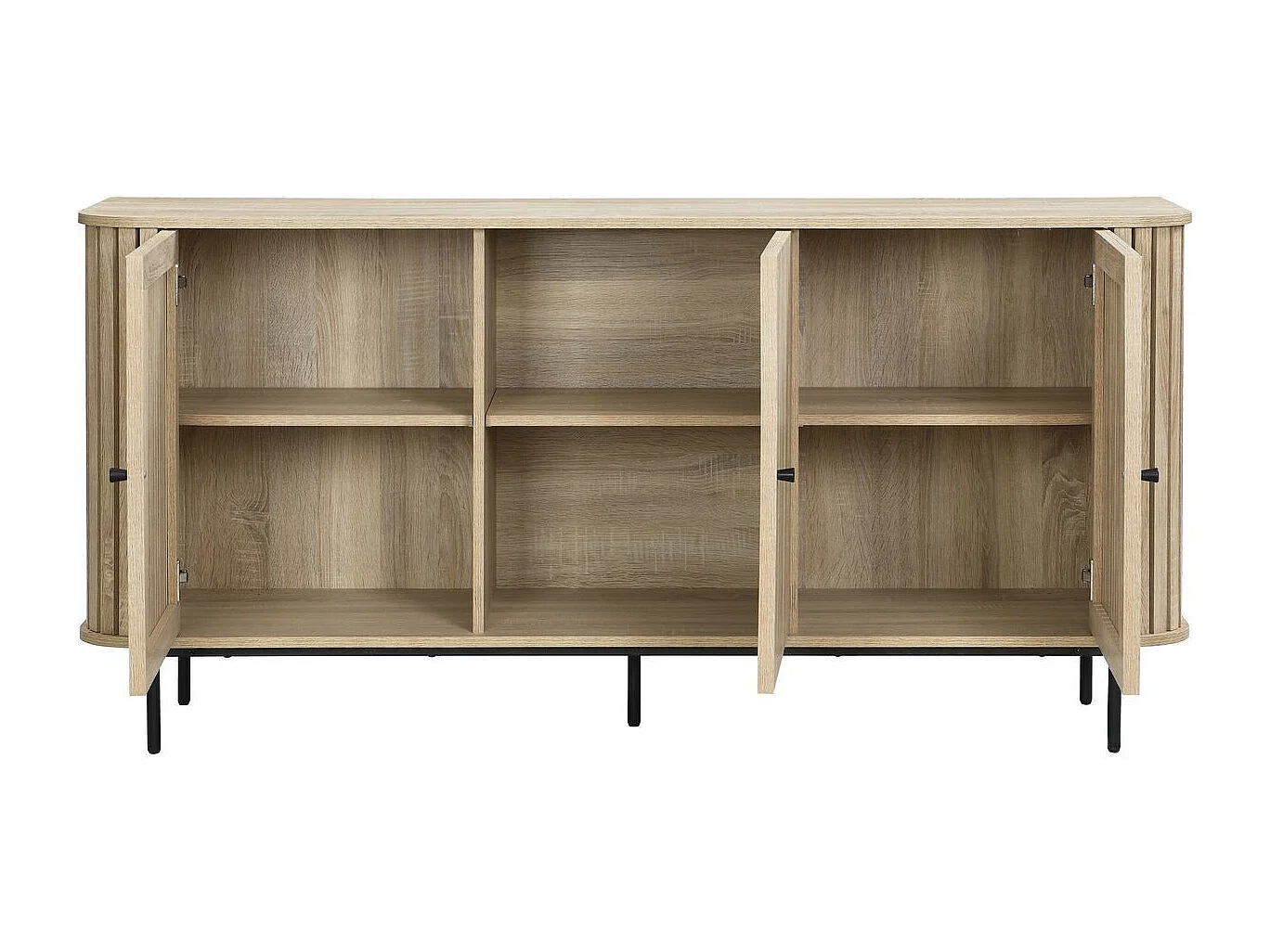 Buffet 3 portes rainurées couleur chêne L160xH78 cm - Solna