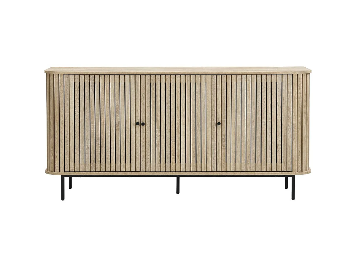 Buffet 3 portes rainurées couleur chêne L160xH78 cm - Solna