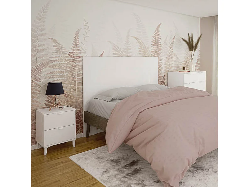 Cabezal para Cama de Matrimonio con patas, Color Blanco, Medidas: 160 cm (Ancho) x 130 cm (Alto) x 2,5 cm (Fondo)