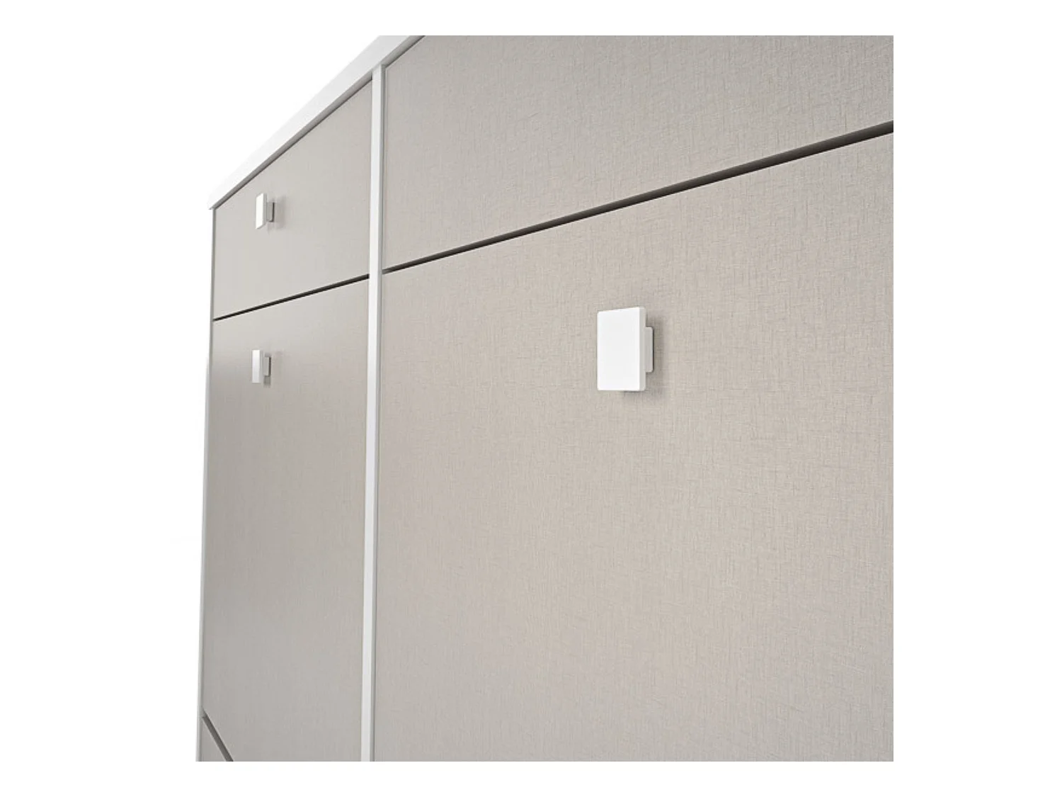 Mueble Zapatero con 4 Puertas y 2 Cajones | Acabado Blanco/Textil | 116,8 x 104,3 x 27 cm