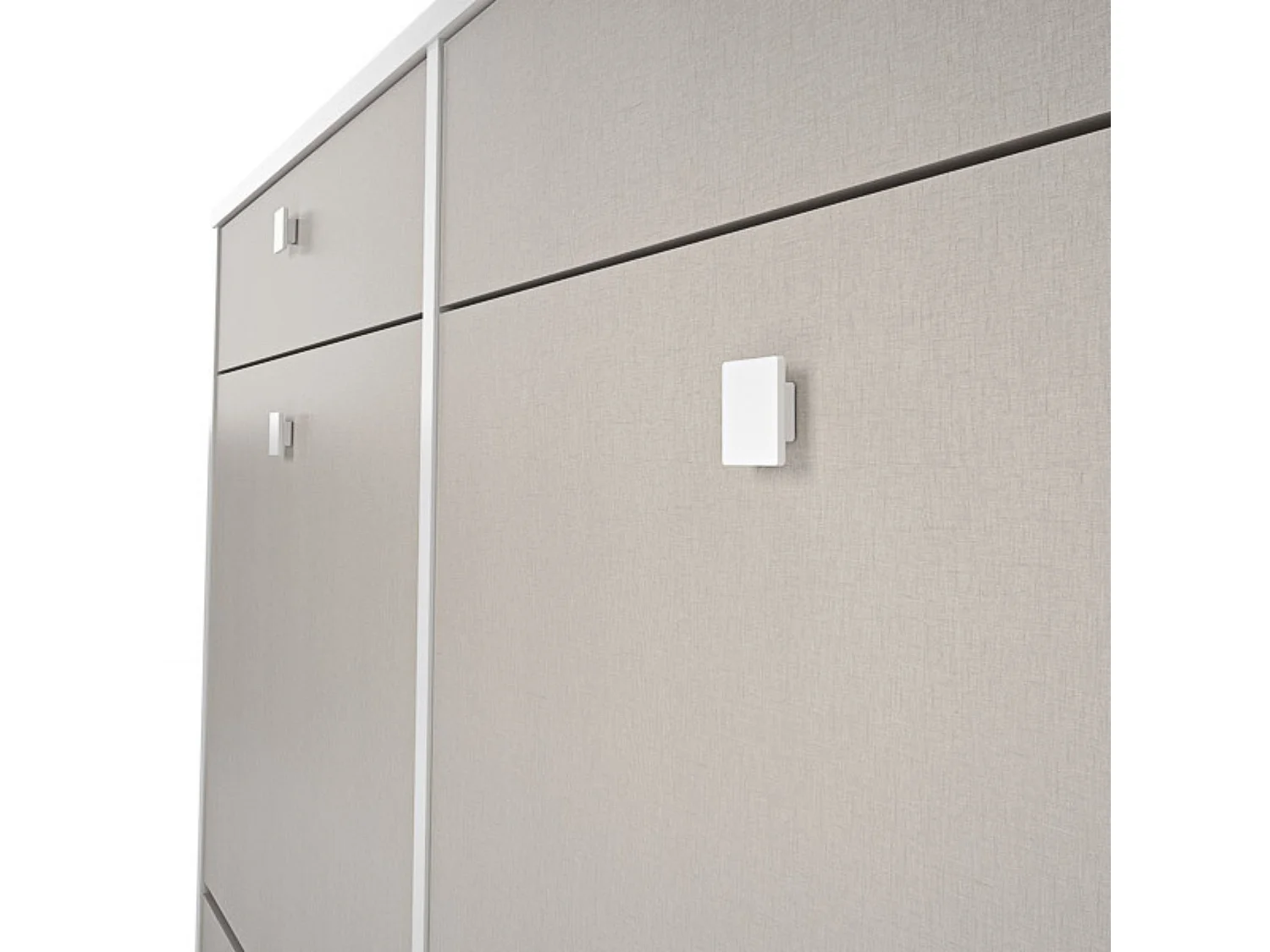 Mueble Zapatero con 4 Puertas y 2 Cajones | Acabado Blanco/Textil | 116,8 x 104,3 x 27 cm