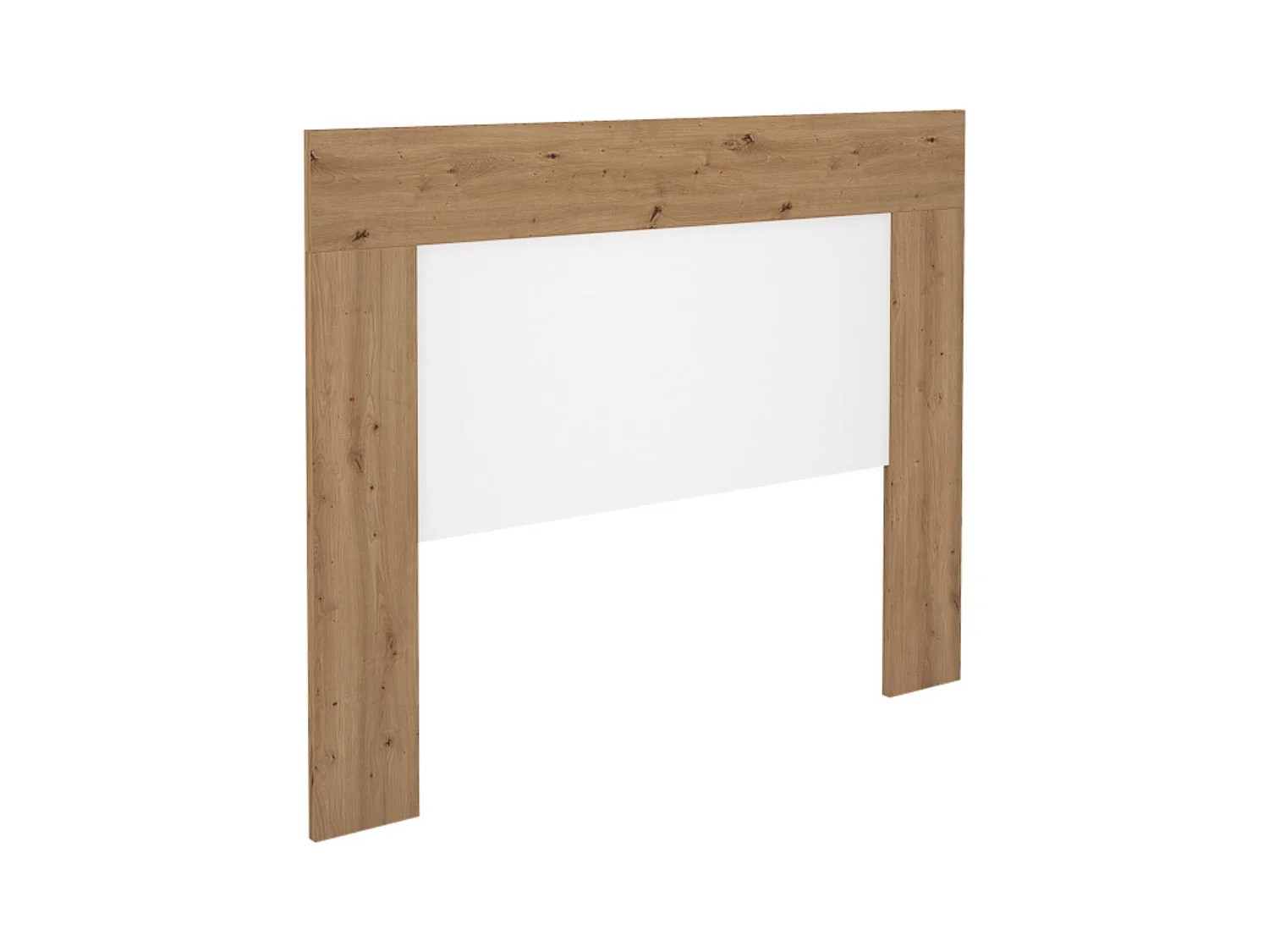 Cabezal para Cama de Matrimonio con patas, Color Blanco y Roble, Medidas: 160 cm (Ancho) x 130 cm (Alto) x 2,5 cm (Fondo)