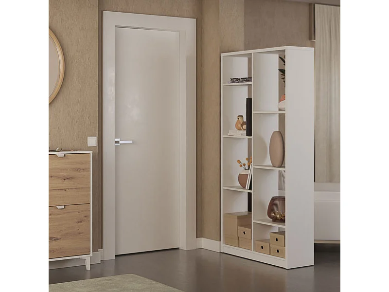 Estantería Alta Salón, Librería, Color Blanco, Medidas: 180 cm (Alto) x 85 cm (Ancho) x 28,5 cm (Fondo