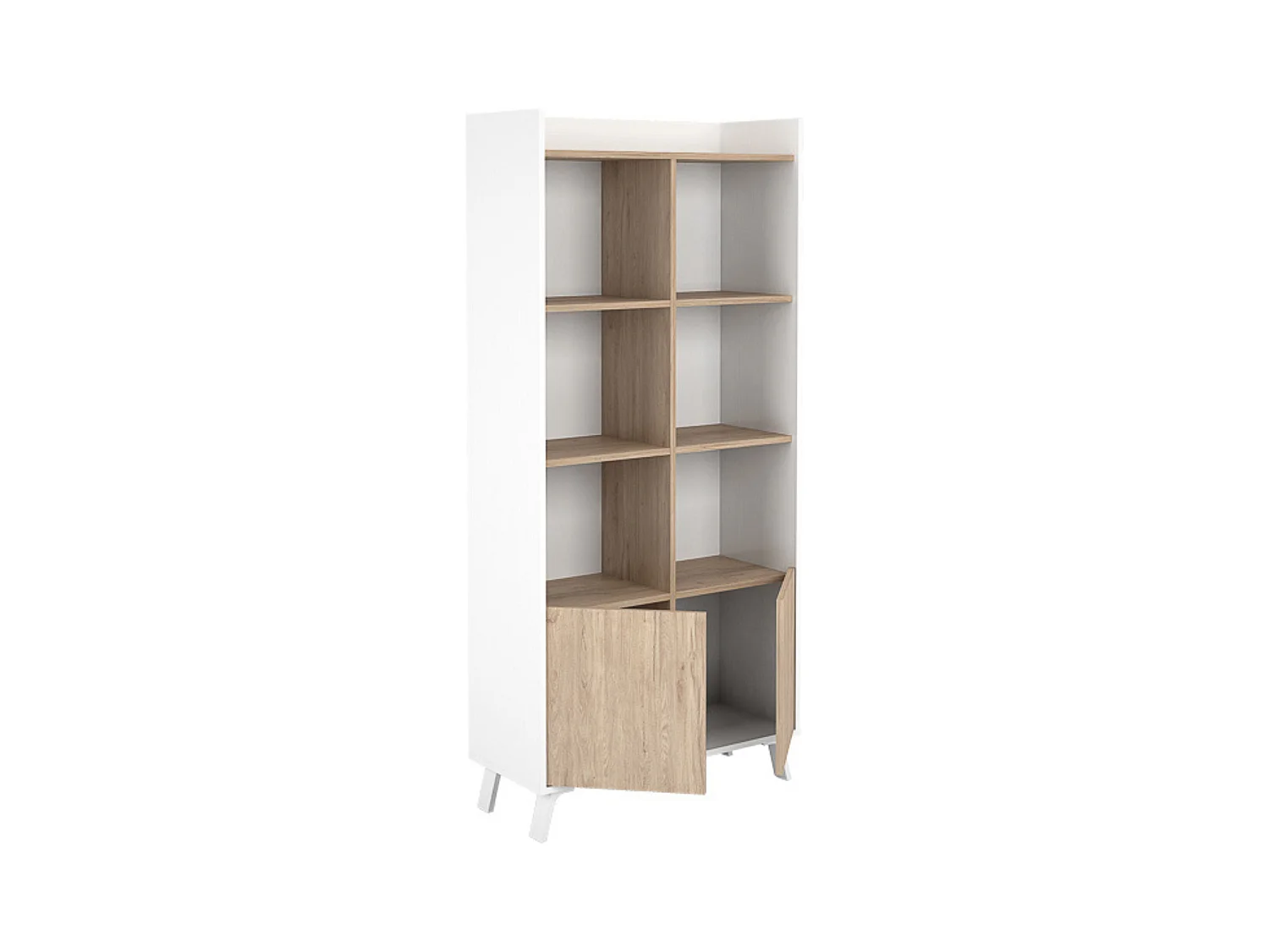 Estantería Decorativa, Librería, Separador Ambientes, Acabado en Roble y Blanco,171 cm (Al) x 80 cm (Anc) x 33,5 cm (Fon)