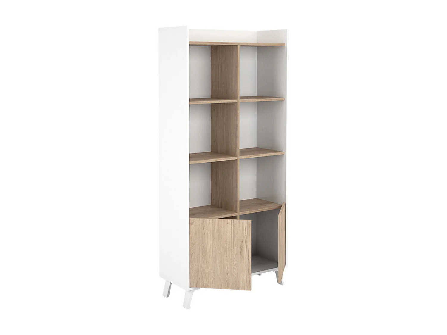 Estantería Decorativa, Librería, Separador Ambientes, Acabado en Roble y Blanco,171 cm (Al) x 80 cm (Anc) x 33,5 cm (Fon)