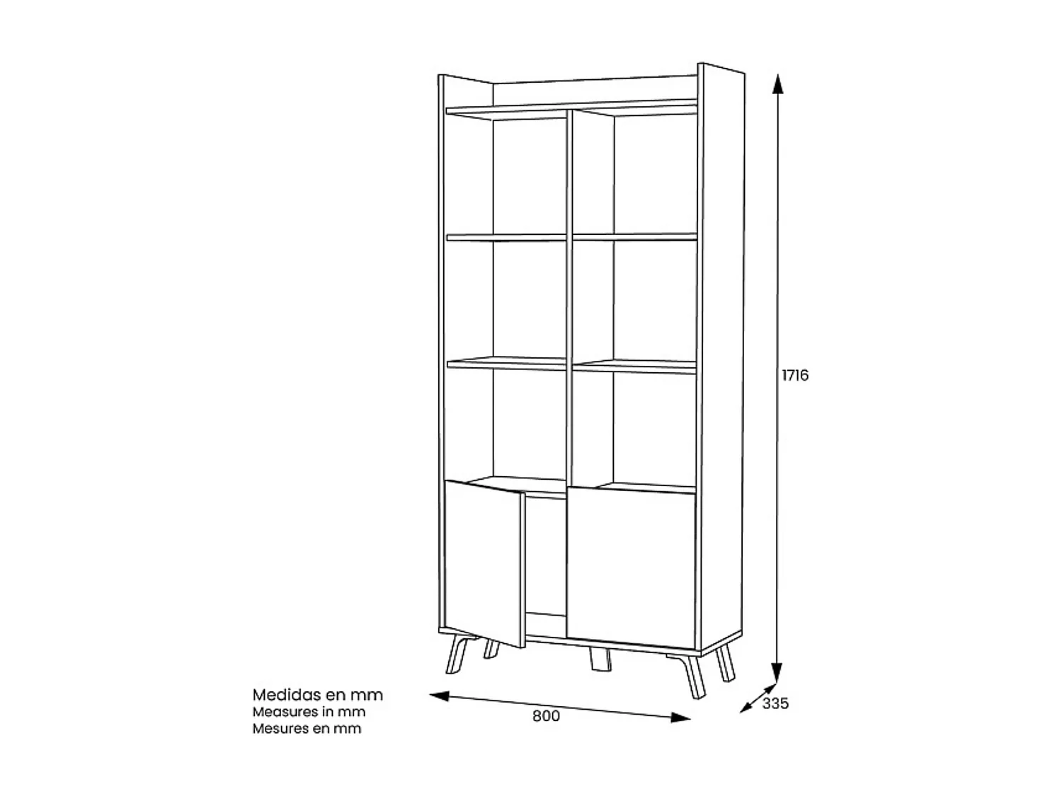 Estantería Decorativa, Librería, Separador Ambientes, Acabado en Roble y Blanco,171 cm (Al) x 80 cm (Anc) x 33,5 cm (Fon)