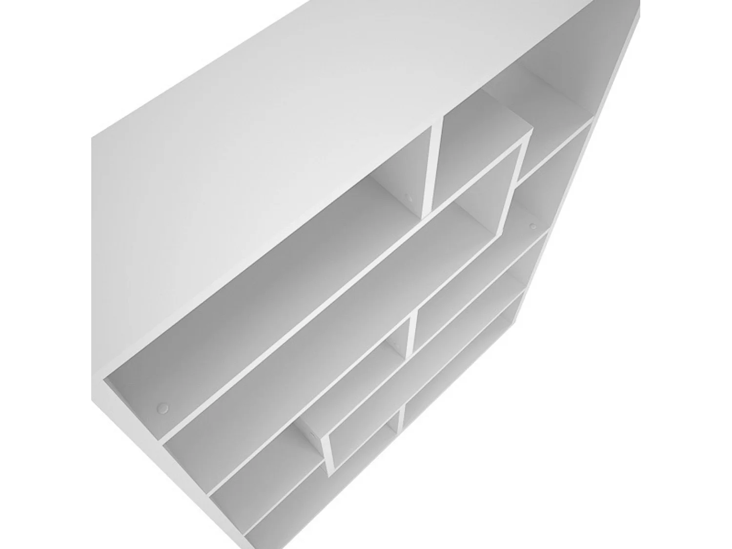 Estantería Geométrica Blanca para Salón con Múltiples Estantes – 169 x 120 x 28 cm (alto x ancho x fondo)