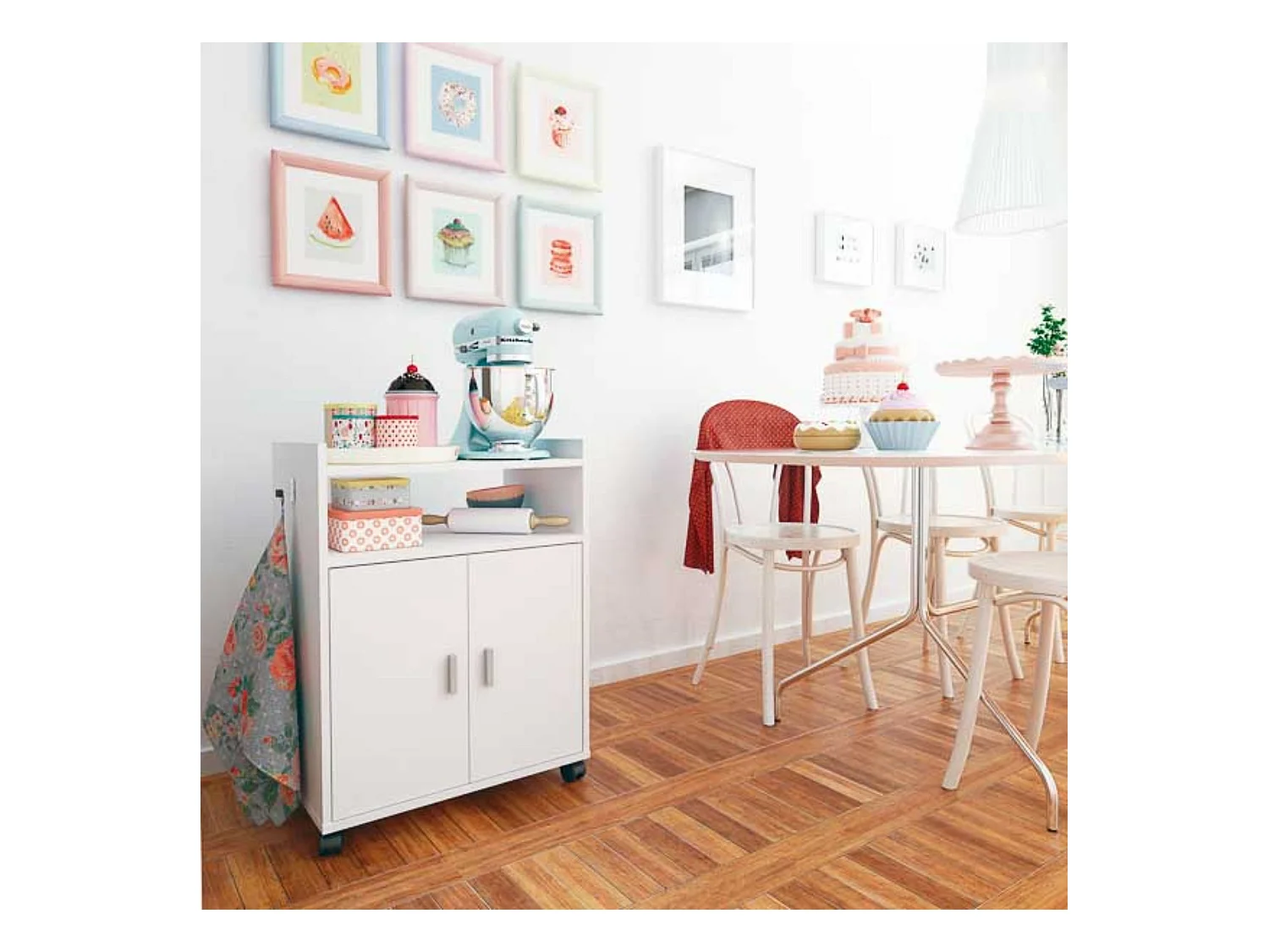 Mueble Auxiliar para Microondas – Acabado Blanco – 79,5 x 60 x 40 cm (alto x ancho x fondo)