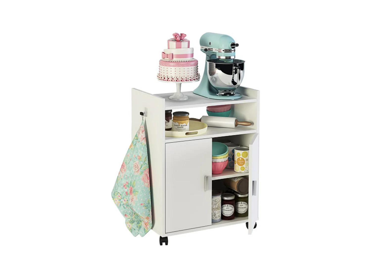 Mueble Auxiliar para Microondas – Acabado Blanco – 79,5 x 60 x 40 cm (alto x ancho x fondo)