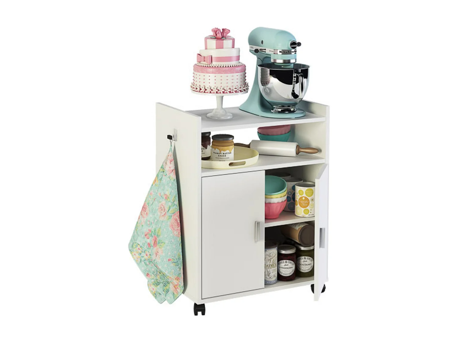 Mueble Auxiliar para Microondas – Acabado Blanco – 79,5 x 60 x 40 cm (alto x ancho x fondo)