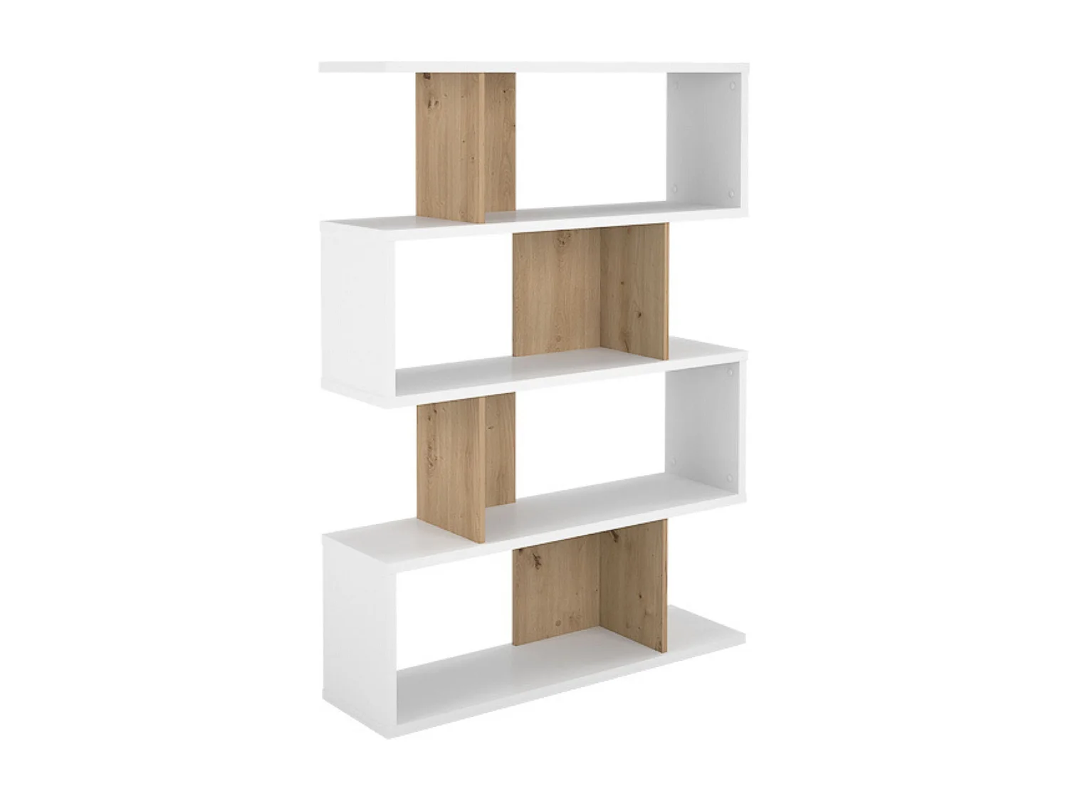 Estantería Salón, Librería, Color Blanco y Roble, Medidas: 152 cm (Alto) x 110 cm (Ancho) x 28,5 cm (Fondo