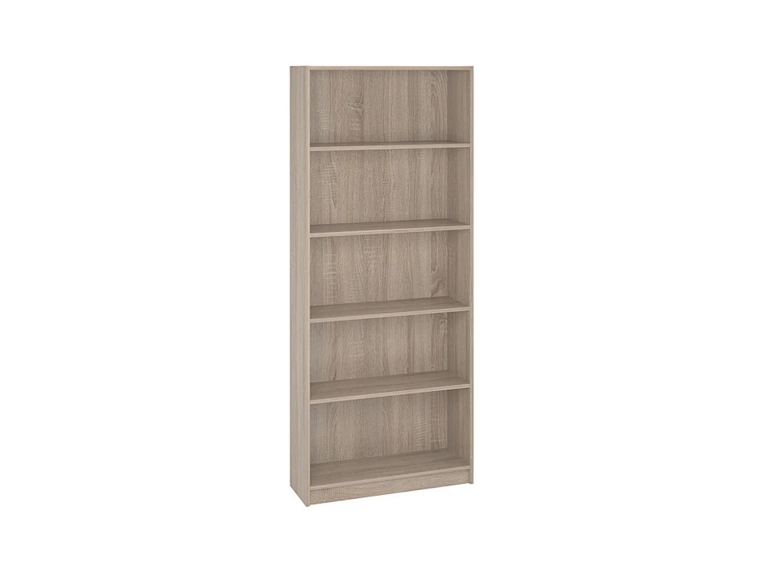 Estantería Alta Salón, Librería, Color Roble, Medidas: 180 cm (Alto) x 75 cm (Ancho) x 25 cm (Fondo)