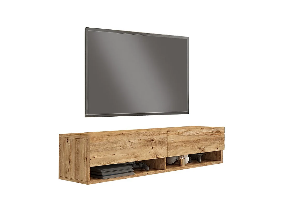 Mueble TV de Pared Color Roble 140x31.6x29.6 cm - 2 Puertas - Estilo Moderno y Funcional.