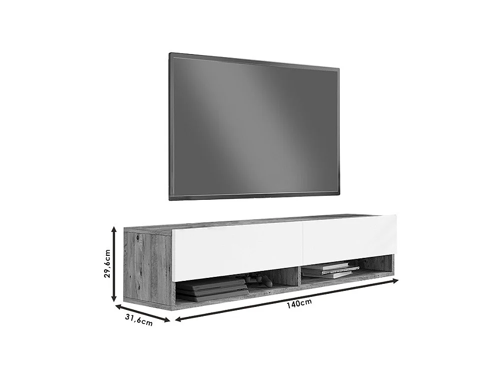 Mueble TV de Pared Color Roble 140x31.6x29.6 cm - 2 Puertas - Estilo Moderno y Funcional.