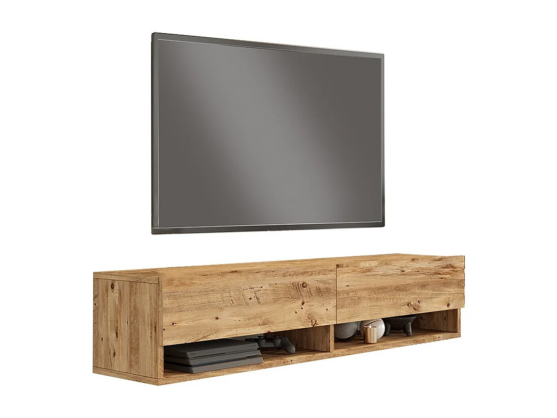 Mueble TV de Pared Color Roble 140x31.6x29.6 cm - 2 Puertas - Estilo Moderno y Funcional.