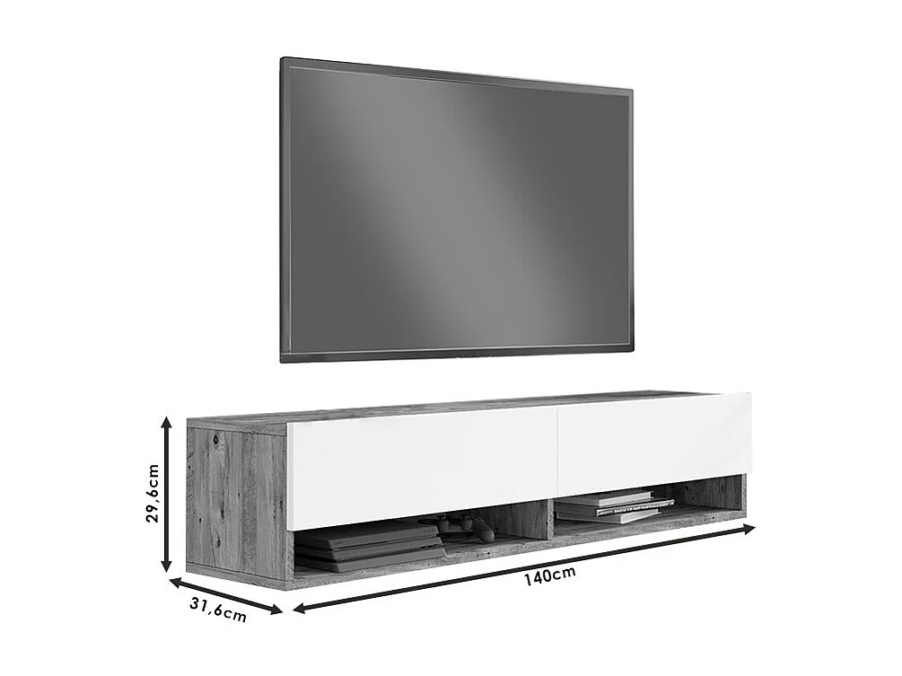 Mueble TV de Pared Color Roble 140x31.6x29.6 cm - 2 Puertas - Estilo Moderno y Funcional.