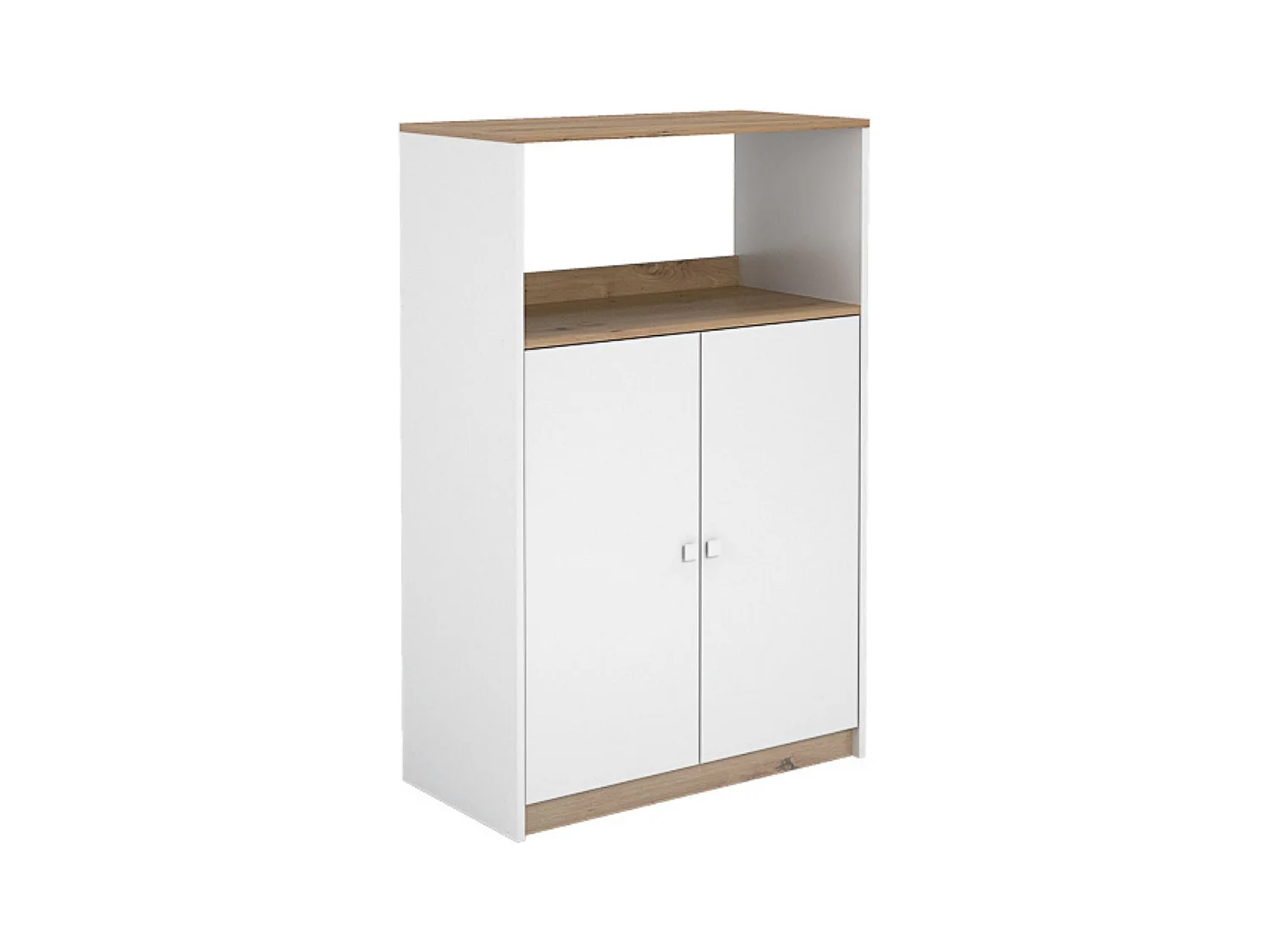 Mueble Auxiliar para Microondas | Color Blanco y Roble | 124 x 80 x 40 cm (alto x ancho x fondo)