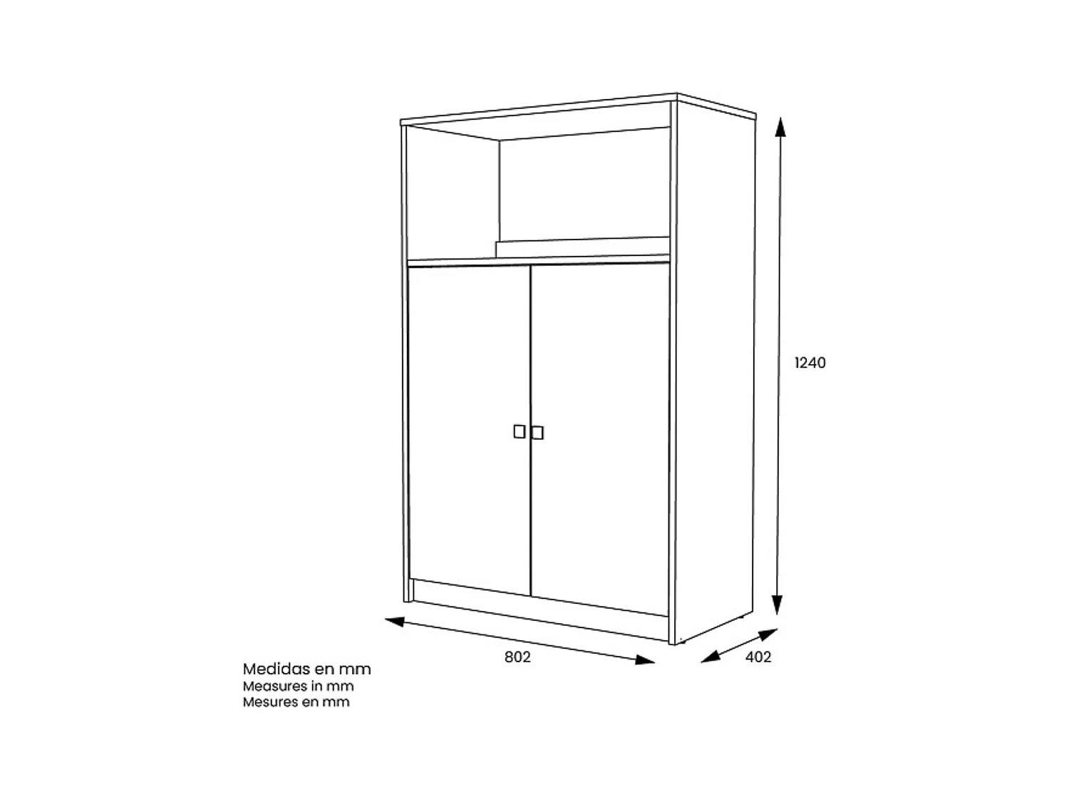 Mueble Auxiliar para Microondas | Color Blanco y Roble | 124 x 80 x 40 cm (alto x ancho x fondo)