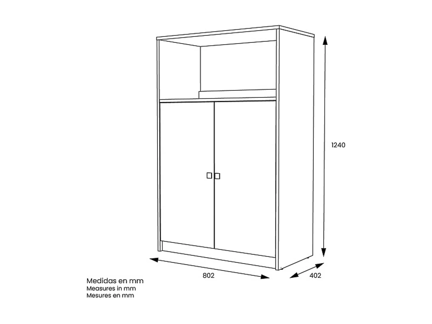 Mueble Auxiliar para Microondas | Color Blanco y Roble | 124 x 80 x 40 cm (alto x ancho x fondo)