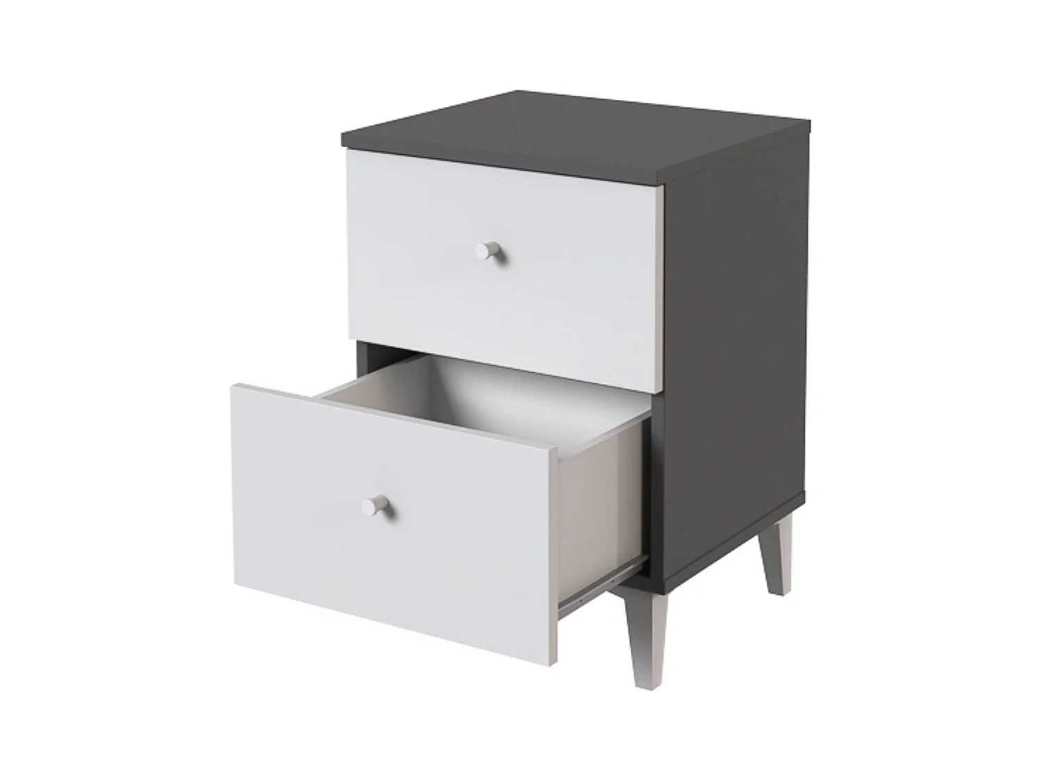 Mesita de noche 2 cajones acabado gris/blanco. 56.5cm(alto) 40cm(ancho) 35cm