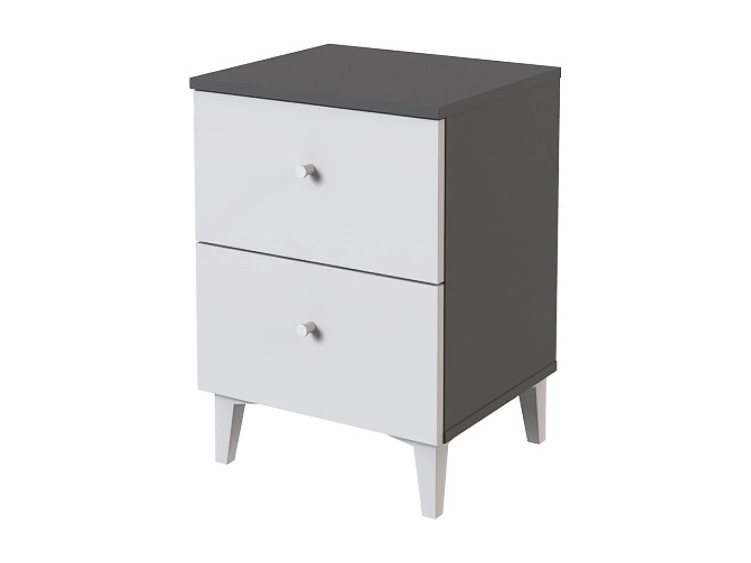 Mesita de noche 2 cajones acabado gris/blanco. 56.5cm(alto) 40cm(ancho) 35cm