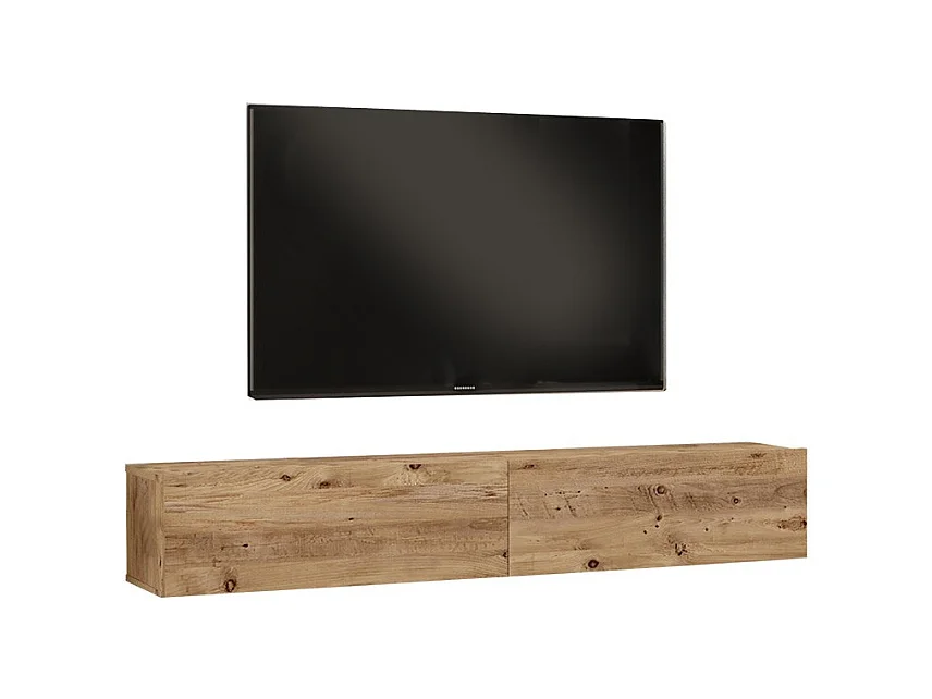 Mueble de TV de Pared moderno Color Roble con 2 Cajones - 180x31.6x29.6 cm.