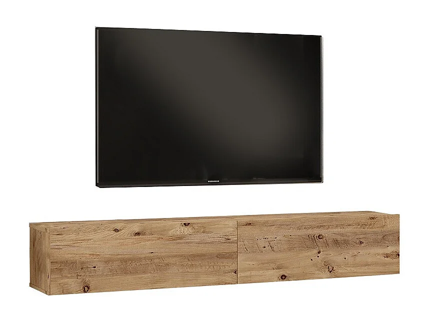 Mueble de TV de Pared moderno Color Roble con 2 Cajones - 180x31.6x29.6 cm.