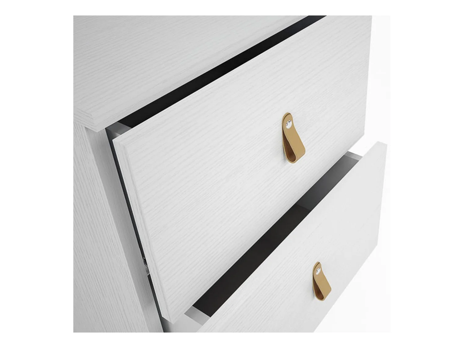 Mesita de Noche 2 cajones, Mesilla de Noche, Color Blanco, Medidas: 40 cm (Ancho) x 34 cm (Fondo) x 61,6 cm (Alto)