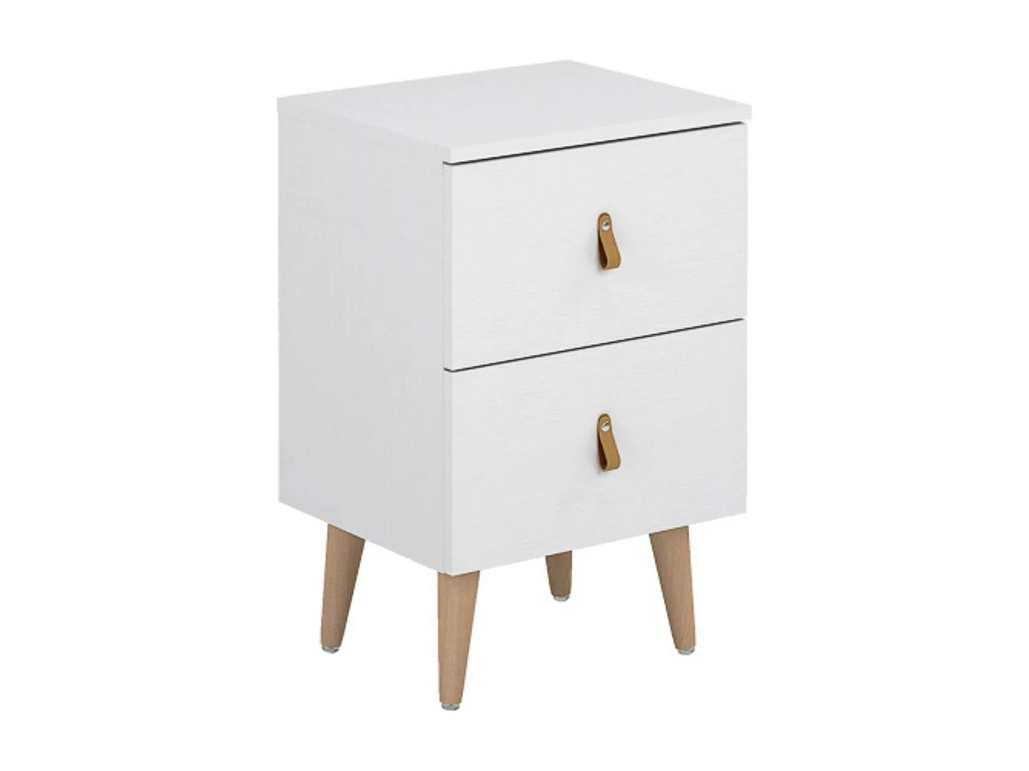 Mesita de Noche 2 cajones, Mesilla de Noche, Color Blanco, Medidas: 40 cm (Ancho) x 34 cm (Fondo) x 61,6 cm (Alto)