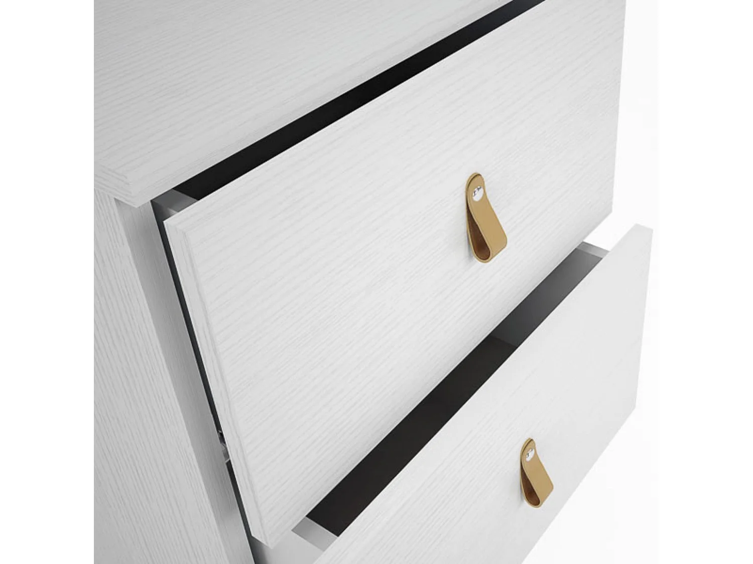 Mesita de Noche 2 cajones, Mesilla de Noche, Color Blanco, Medidas: 40 cm (Ancho) x 34 cm (Fondo) x 61,6 cm (Alto)