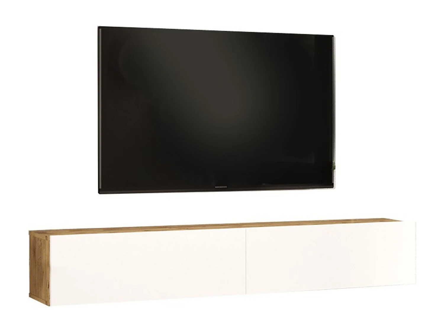 Meyvaser.com Ecommerce Company Mueble de TV de Pared Moderno Color Roble y Blanco con 2 Cajones - 180x31.6x29.6 cm.