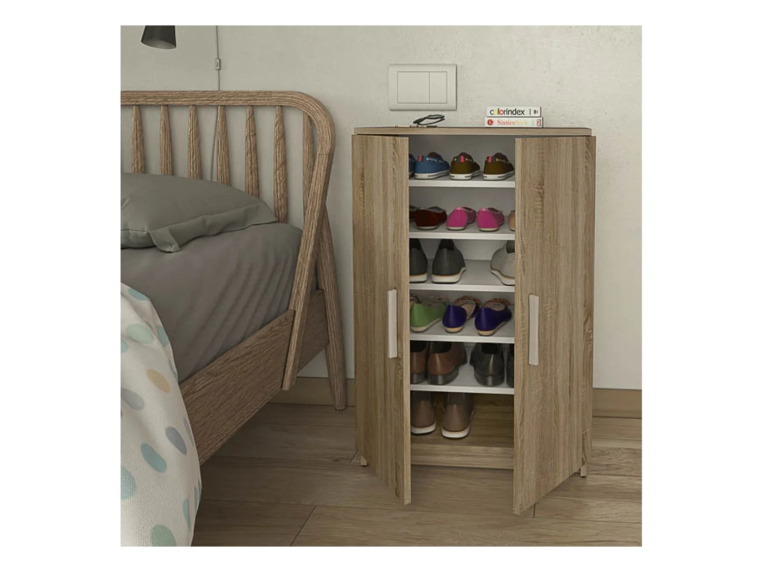 Armario Multiusos Mesita de noche Color Roble – 60 x 90 x 36 cm