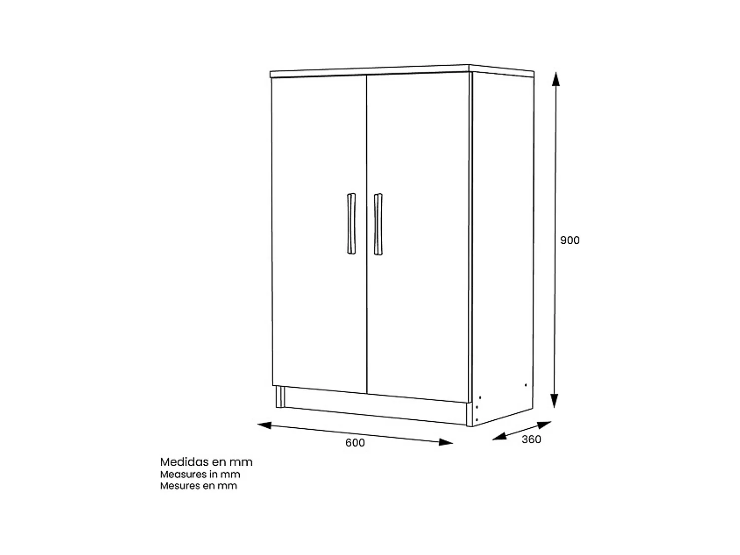 Mesita de noche, Armario Multiusos Bajo – Color Blanco – 60 x 90 x 36 cm